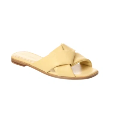 Pre-owned Ferragamo Salvatore  Women Sandals Alrai Butter Yellow Leather Criss Cross Flat