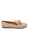 Ferragamo Almond Toe Patent Leather Ballet Flats In Cream