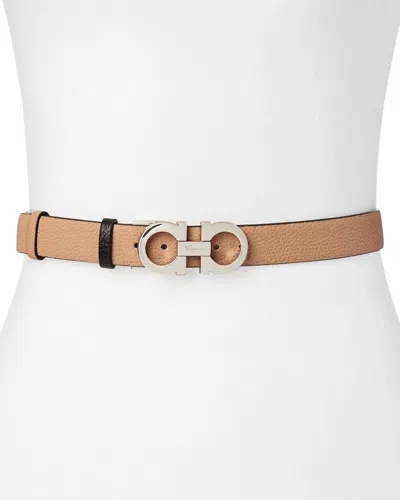 Ferragamo Salvatore  Women's Skinny Gancini Belt In New Bisque Beige