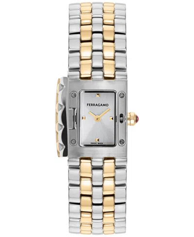Ferragamo Salvatore  Women's Swiss Two-tone Stainless Steel Bracelet Watch 19x30mm In Two Tone
