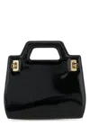 Ferragamo Black Wanda Mini Satchel Bag In Multicolor