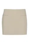 Ferragamo High-waisted Wool Mini Skirt Front Pockets In Beige