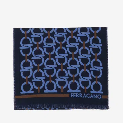 Ferragamo Salvatore  Wool Scarf With Hooks In Multi
