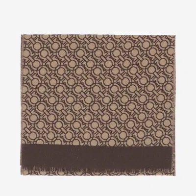 Ferragamo Salvatore  Wool Scarf With Hooks In Purple