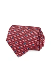 Ferragamo Salvatore  Woven Gancini Silk Classic Necktie In Rosso/blue