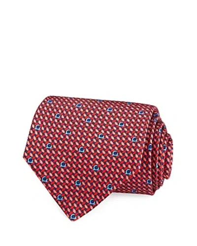 Ferragamo Salvatore  Woven Gancini Silk Classic Necktie In Rosso/blue