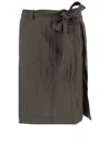 Ferragamo Belted Waist Ruched Midi Skirt