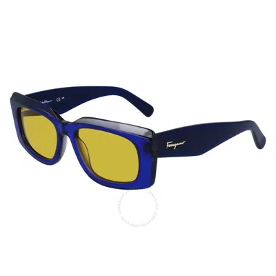Ferragamo Salvatore  Yellow Rectangular Ladies Sunglasses Sf1079s 435 54 In Blue