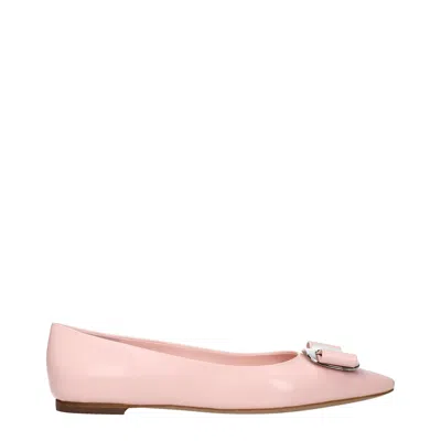 Ferragamo Salvatore  Zea Ballerinas For Women Pink Leather In Multi