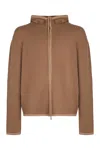 Ferragamo Hooded Zip-up Cardigan Long Sleeves In Brown