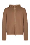 Ferragamo Hooded Zip-up Cardigan Long Sleeves In Brown