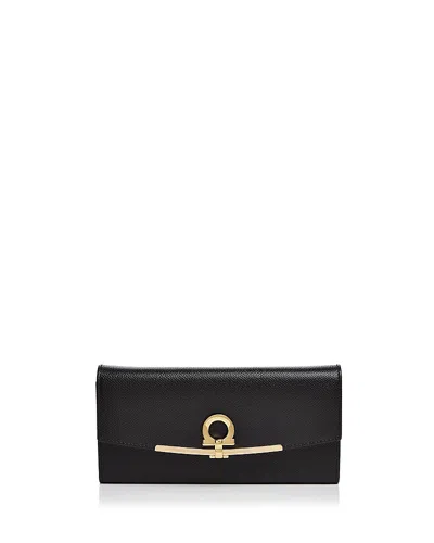 Ferragamo Salvatore  Icona Continental Wallet In Nero Black/gold
