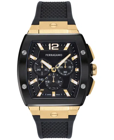 Ferragamo F-80 Tonneau Chrono Watch In Black