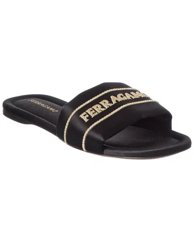 Ferragamo Logo Slide Sandal In Black