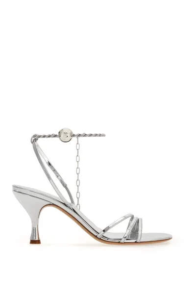 Ferragamo Denise Metallic Ankle-chain Sandals In Silver