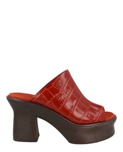 Ferragamo Samanta Croc-embossed Platform Mules In Black