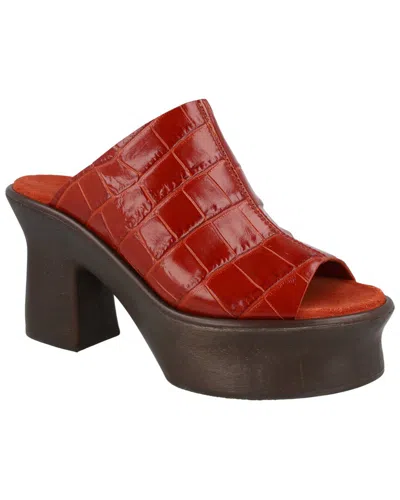 Ferragamo Samanta Croc-embossed Leather Platform Mules In Red