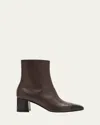 Ferragamo Sambi Cap-toe Leather Ankle Boots In Brown