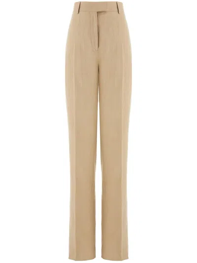 Ferragamo Sand Beige Tailored Trousers In Brown