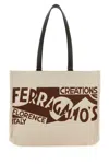 Ferragamo Sand Canvas Shopping Bag