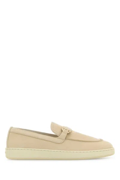 Ferragamo Sand Leather Crio Loafers In Multi