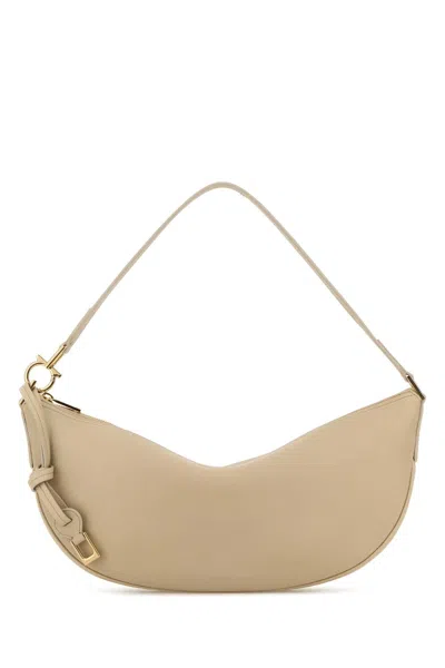 Ferragamo Sand Leather Shoulder Bag