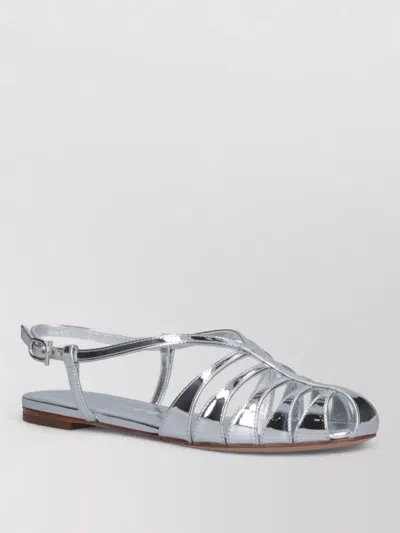 Ferragamo Sandal Flat Sole Metallic Finish Open Toe In Multi