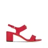 Ferragamo Leather Gancini Cayla Sandals In Red