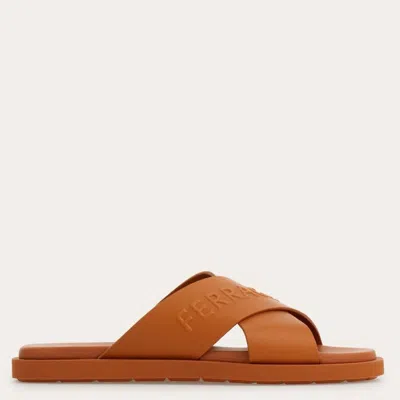 Ferragamo Sandal With Crossover Straps In Brown