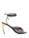 Ferragamo Curved Heel Sandals With Elevated In Brown