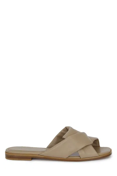 Ferragamo Nappa Slippers With Origami Tied Band In Beige
