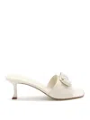 Ferragamo 55mm Bow-detailing Leather Mules In Cream