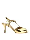 Ferragamo Golden Ely Open Toe Heels