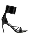 Ferragamo Strappy Glossy Stiletto Sandals With Ankle Strap In Black