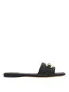 Ferragamo Square Lambskin Sandals Gold-tone Hardware In Black