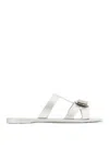Ferragamo Slide Sandals Gold Plate In White
