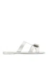 Ferragamo Slide Sandals Gold Plate In White