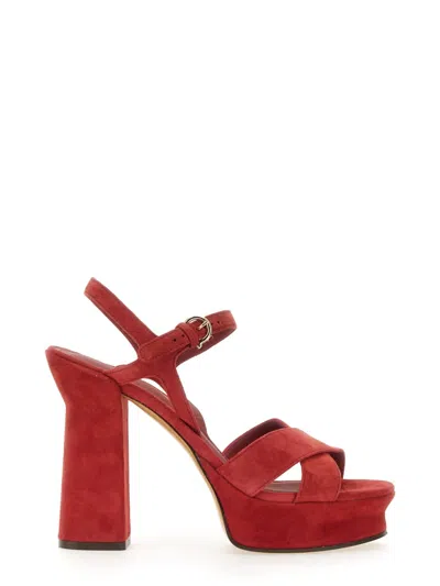 Ferragamo Sonya Platform Sandal With Block Heel In Red