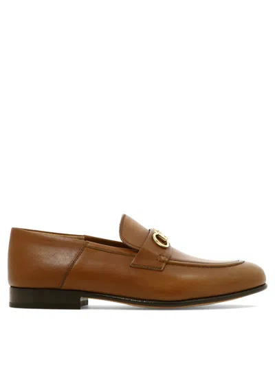 Ferragamo Gancini Collapsible-heel Loafers In Brown