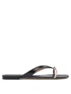 Ferragamo Black Leather Sandals With Thong Strap In Burgundy