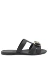 Ferragamo Leather Sandals Bow Detail Metallic Accent In Black