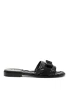 Ferragamo Love Cq Quilted Leather Flat Sandals In Black