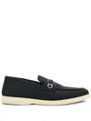 Ferragamo Hardware Embellished Round Toe Rubber Sole Loafers In Black