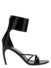 Ferragamo Strappy Glossy Stiletto Sandals With Ankle Strap In Black