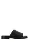 Ferragamo Crossover-strap Leather Slides In Black