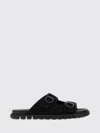 Ferragamo Logo Double Strap Slippers In Black