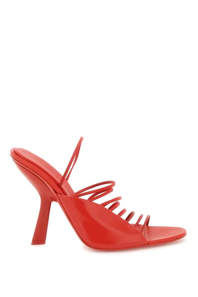 Ferragamo 100毫米altaire X5皮革凉鞋 In Flame Red