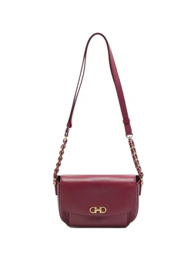 Pre-owned Ferragamo Sandrine Gancini Shoulder Bag In Red