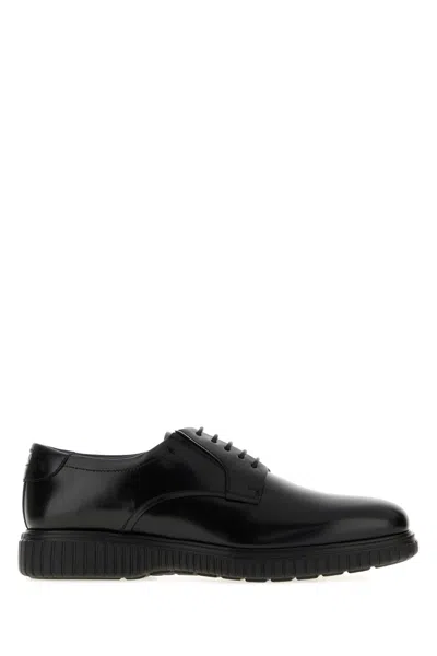 Ferragamo Sandro Lace-up Leather Shoes For Men In Black