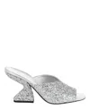 Ferragamo Sandu 85 Glitter-finished Leather Mules In Silver